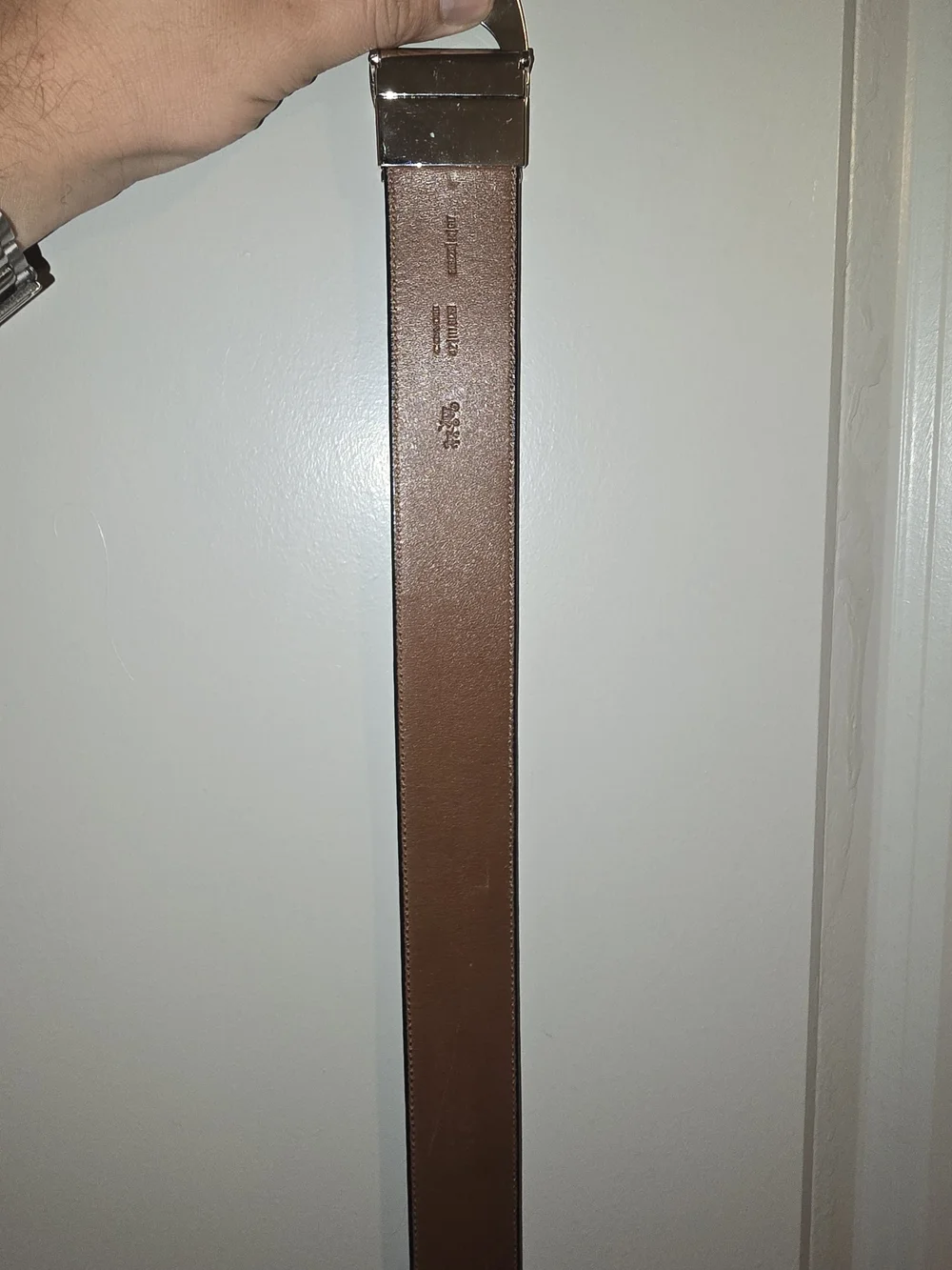 Coach Men’s Black and Brown Leather Belt with Signature 'C' Buckle